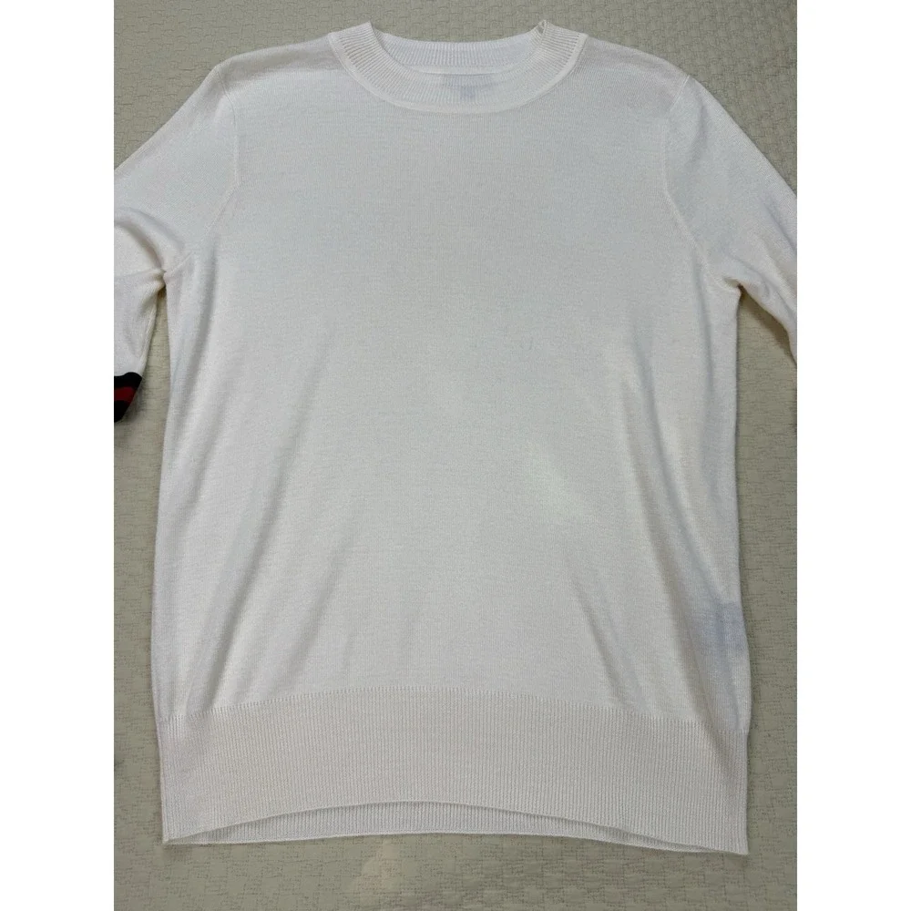Who What Wear Ribbon Sleeve Sweater 3/4 Sleeve Top | White | Women's Size Large